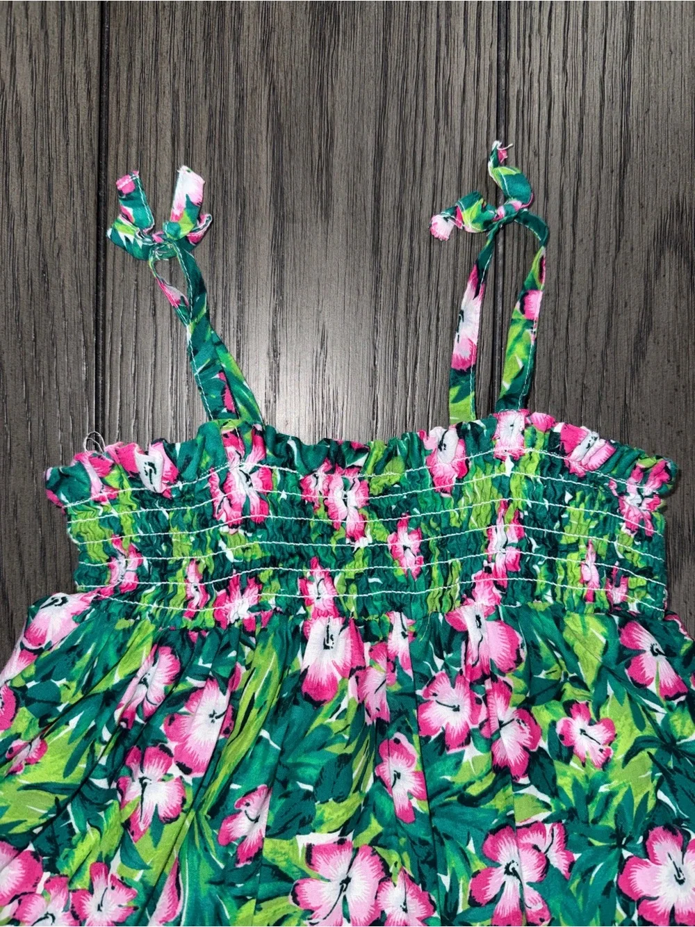 Janie and Jack The Leilani Hibiscus Smocked Sundress Size 6-12 Mo Beach Tropical